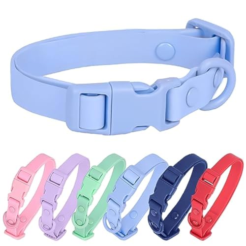 Wasserdichtes Hundehalsband, verstellbar und geruchsdicht, für große, mittelgroße und kleine Hunde, Haustierhalsbänder, weich, bequem, ohne Nackenbelastung, Himmelblau, Größe L