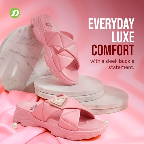 Image of DOCTOR EXTRA SOFT Women's Fashionable Buckle Sliders /Slippers with Cushion FootBed for Adult | Comfortable & Light Weight| Stylish & Anti-Skid| Waterproof & Everyday Flip Flops for Ladies Girls D-521