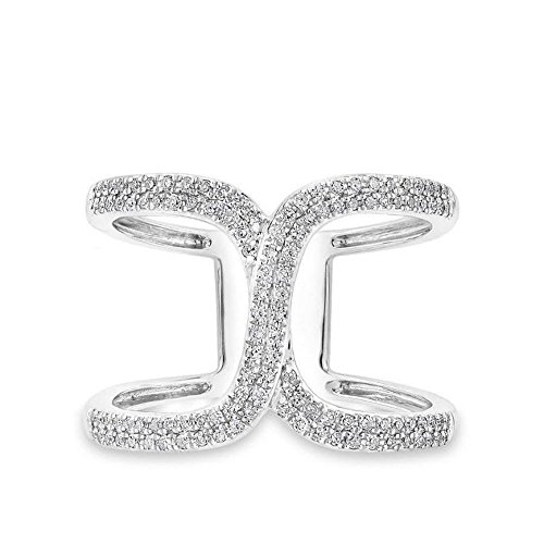 Rolex Jewells 0.25 ct Round Cut Stone in White Gold Finish Double Horseshoe Ring