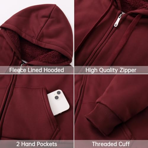 Image of LeeHanTon Sherpa Lined Hoodies for Men Heavyweight Full Zip Up Sweatshirt Thick Fleece Winter Warm Work Jackets Plus Size