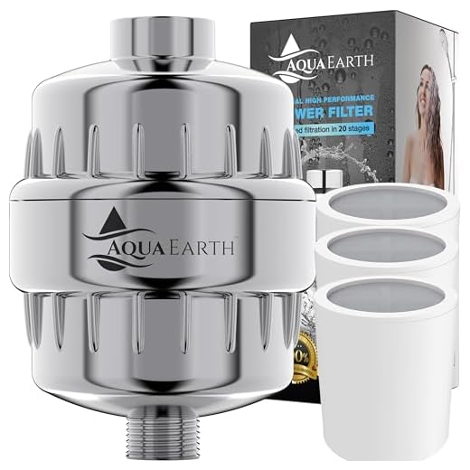 Aqua Earth 15 Stage Shower Filter 3 cartridges Included with Vitamin C Shower Filters for Hard Water Unique Coconut Shell Activated Carbon Technology