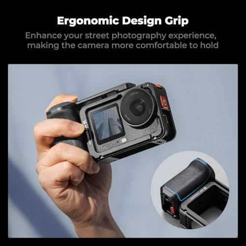 Image of K&F Concept Metal Street Grip Kit for DJI Osmo Action 6, Camera Grip Handle Holder Set with Cage, Cold Shoe, Quick Release, Shutter Button, Wrist Strap