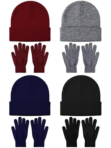 Glooarm 8 Pack Winter Hat and Gloves Set for Men...