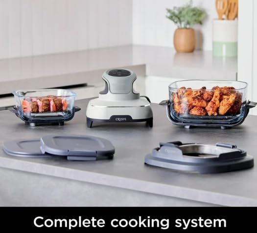 Miniatura 3 de Ninja Crispi - Freidora de aire (modelo FN 100White), apta para microondas, congelador y lavavajillas, sistema de cocción portátil de vidrio no