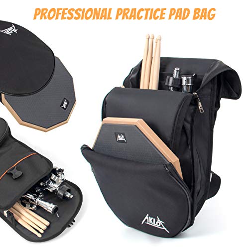 Practice Drum Pad Set 12 Inch Silicone Exercise Pads Mat for Adult Kids with Snare Drum Stand Double Sided Drumsticks Bag