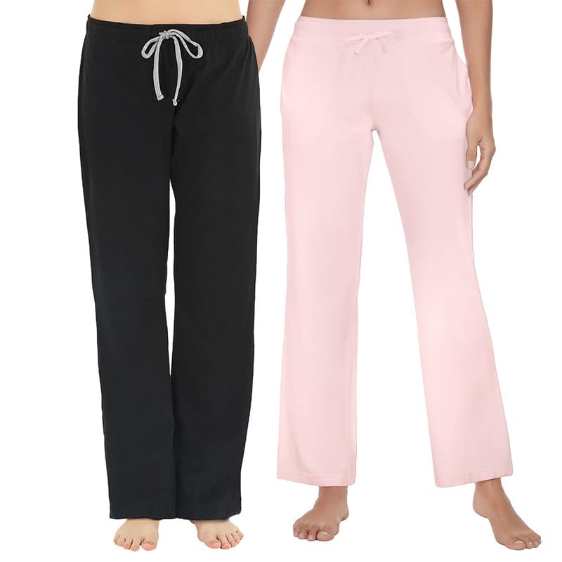 Image of U2SKIIN 2 Pack Pajama Pants for Women Soft, Cotton Comfortable Womens Lounge Lightweight Sleep Pj Bottoms