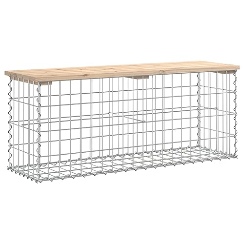 Tidyard Banco de jardín de gaviones, cesta de gaviones, banco de terraza, banco de gaviones, banco de jardín, jardín, balcón, banco de 103 x 31,5 x 42 cm (ancho x profundidad x alto)