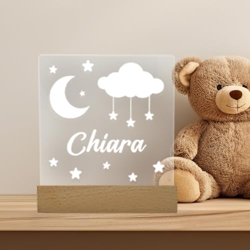 DPE - Lampada Notturna Personalizzata con Nome. Luce LED per Camera da letto, Cameretta Bambini, Scrivania. Idee Regalo per Nascita, Amore, Anniversario, Compleanno.