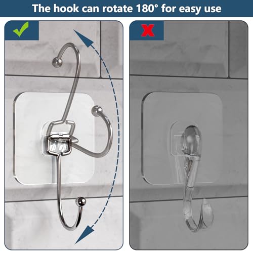 Galetcy Wall Hooks - 25 Pack 15lb(Max) 180 Degree Rotating Transparent Seamless Hooks Waterproof and Oil Proof for Cabinet Kitchen Bathroom Ceiling Office Window — view 2