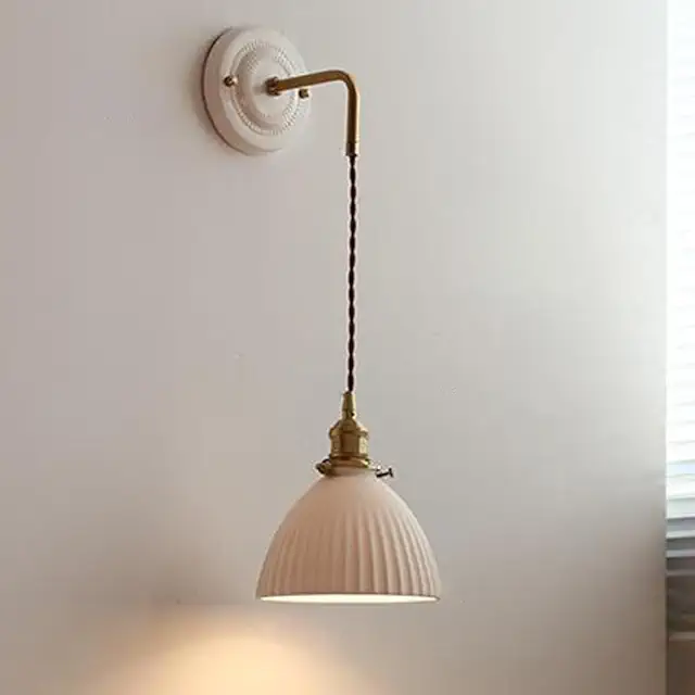 Applique Murale Céramique Moderne Vintage TRIVIDHA - Éclairage Murale Blanc E27