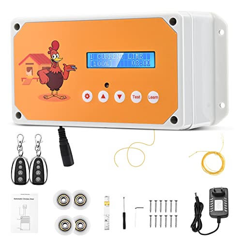 Kotsy Porte Automatique Poulailler,Poulailler Automatique avec Télécommande et minuterie,Fonctionnement sur Secteur ou Batterie pour élever des Poulets en Toute Sécurité,Traction 3kg