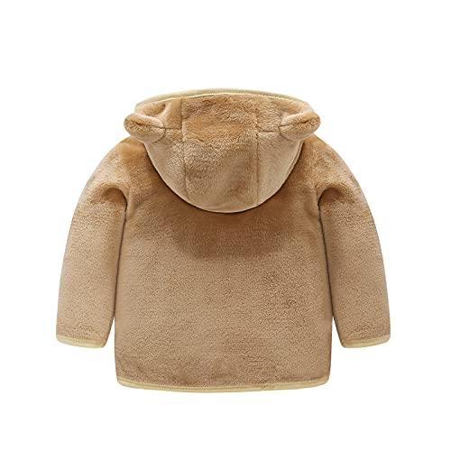 Infant Baby Boys Girls Ears Hat with Lined Hooded Zipper Up Jacket Coat Outwear Overcoat Warm Fall Winter Tops3