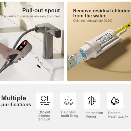 Robinet de température LED anti-brûlure avec mitigeur extractible