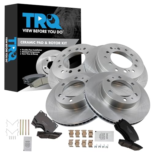 TRQ Front and Rear Brake Pad & Rotor Kit Brake Pads Brake Rotor Ceramic Compatible with 2003-2009 Toyota 4Runner 2007-2009 FJ Cruiser