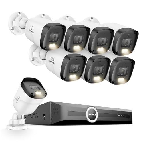 Image of SANNCE 2K 3MP PoE Camera System - NVR with 8PCS Bullet Cameras(No HDD) | 8CH 6MP NVR, 2K IR & Full Color Night Vision Security Cameras, Human & Vehicle Detection, IP67 Weatherproof, Audio Recording