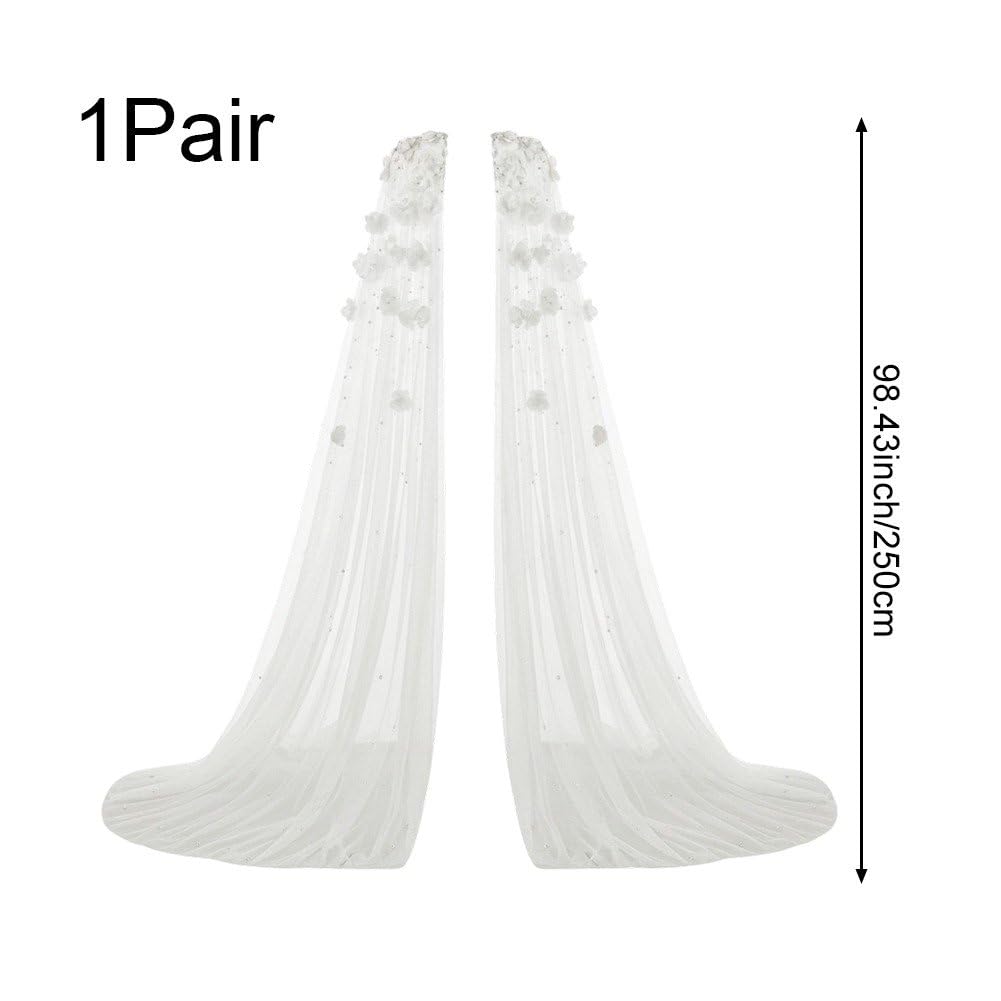 Châle De Mariage Long en Tulle À Fleurs 3D, Drapé sur Les Épaules, pour Mariée, Les Demoiselles d'honneur Les Invités. Costume De Soirée pour Mariage.
