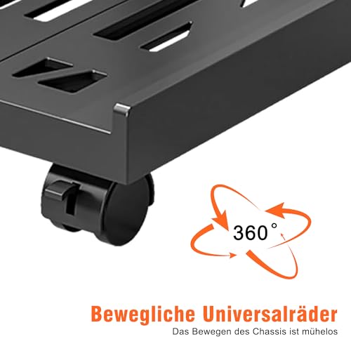 BOTEWO PC Ständer mit Rollen: Computer PC Tower Ständer Einstellbare CPU Halterung Wagen Unter Schreibtisch Universal für Home Office Desk PC (Schwarz)