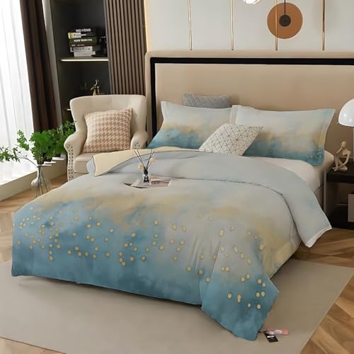 Juego de Funda nórdica con Estampado de Bosque Azul, tamaño Doble, Juego de Funda nórdica con Estampado de Pintura al óleo Abstracta, Juego de Cama de 3 Piezas, Funda de edredón Suave,