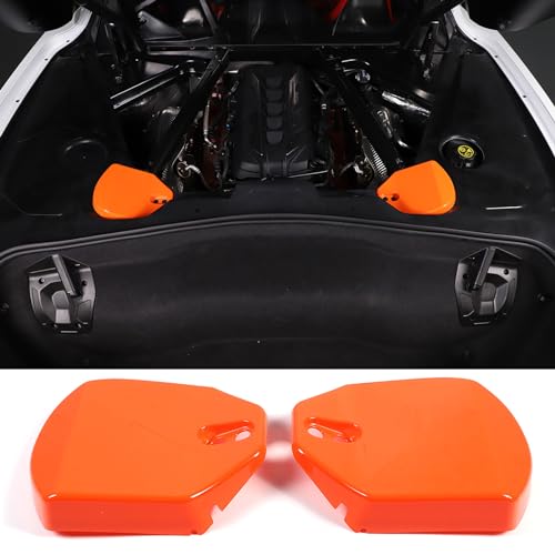 Image of TOYCIDFG Engine Bay Shock Protection Panel Cover Trim Compatible with Chevrolet C8 Corvette 2020-2024 Absorbing Tower Cover Caps (Orange)