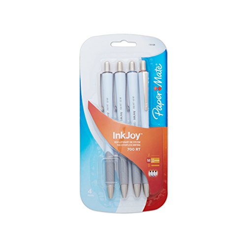 Paper Mate InkJoy Pen Ballpoint, 700 RT Retractable Ball Point Pen Red Barrel Medium-1.0mm, 4 Pack, Assorted Colours (1781586)