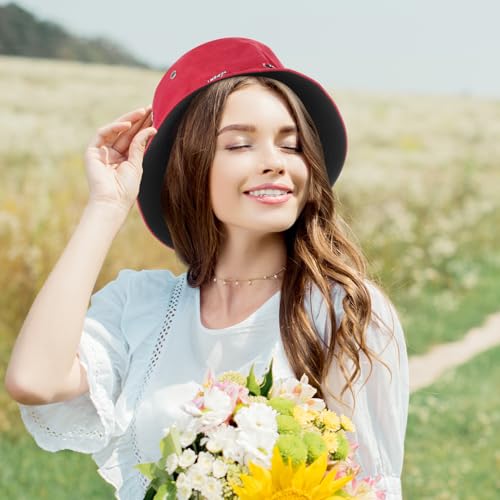 Image of Didaey 12 Pcs Bucket Hat Summer Adjustable UV Protection Hat Bulk Wide Brim with Strings for Beach Camping Hiking