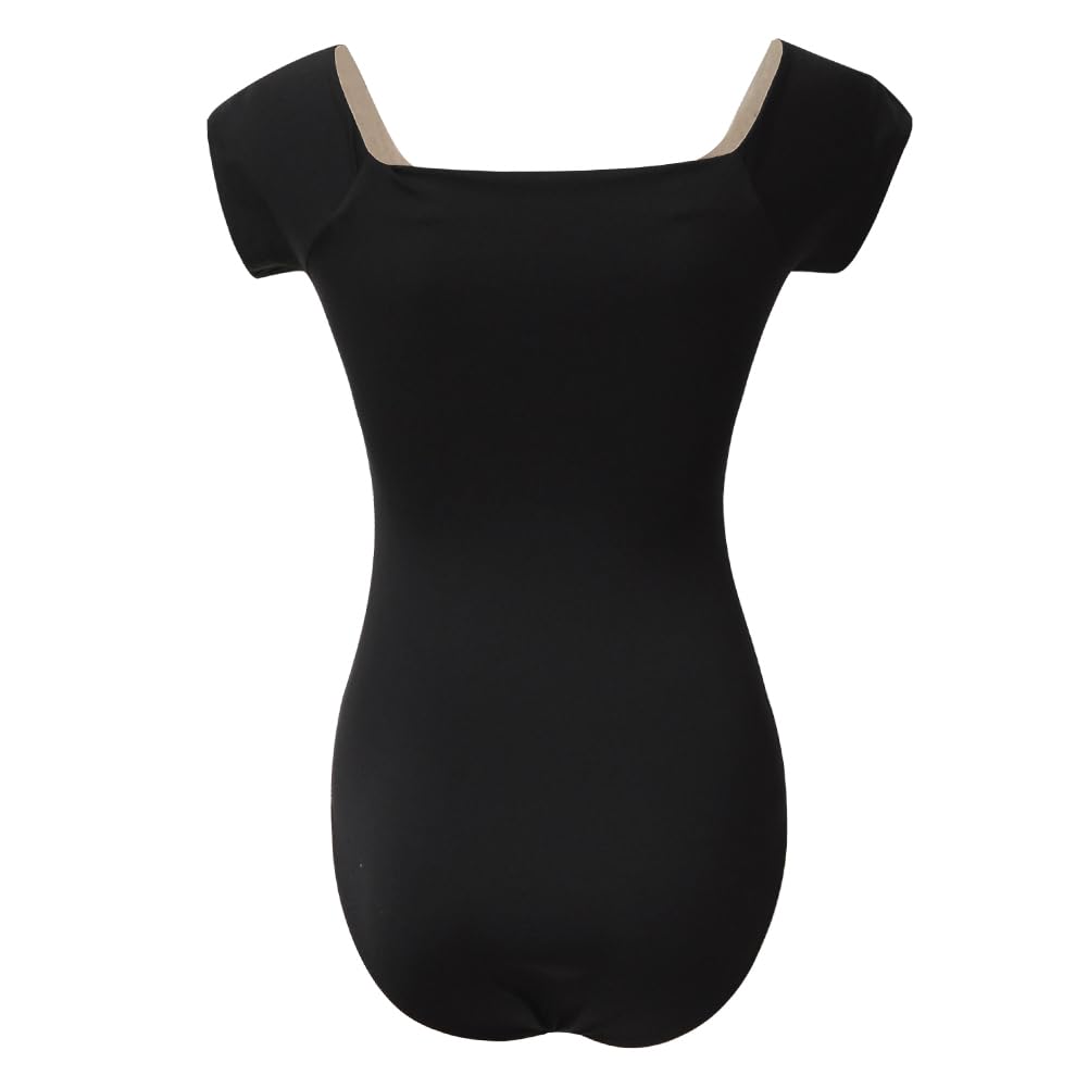 ROYAL SMEELA Justaucorps De Ballet Manches Courtes Femme Justaucorp Col Carré Danse Adulte Body Classique