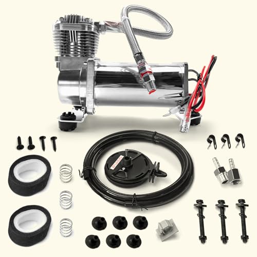 MILLISEC 200 PSI Air Suspension Compressor Kit Fits All 12v Vehicles Like Semi/Pickup Trucks, 4Permanent Magnetic Motor Heavy Duty Air Compressor