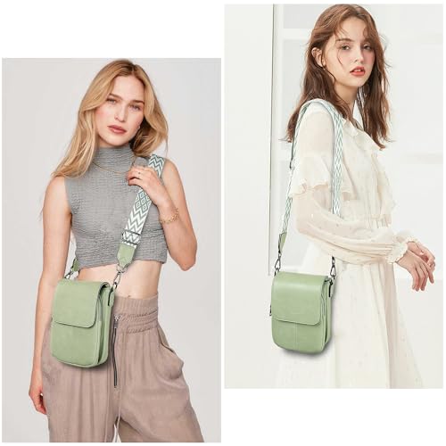 Image of TANTOMI Small Crossbody Bags for Women, Small Purses with Card Slots Phone Purse Wide Adjustable Strap (Light Green)