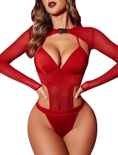 Image of Avidlove Rave Outfits for Women Festival Sexy Lingerie Bodysuit 2 Piece | Buckle shrug crop top halter bodysuit set, snap closure, breathable mesh, for concerts and club nights