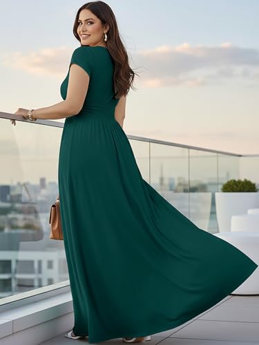 Image of KOH KOH Womens Sexy Cap Short Sleeve V-Neck Flowy Cocktail Gown