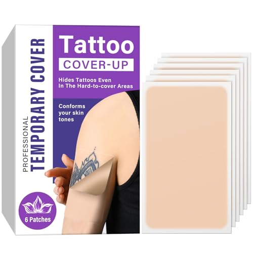 Invisible Tattoo Cover Up Makeup Tape 6 Pcs Skin Tone Concealer Stickers Waterproof & Breathable for Scars Tattoos and Skin Imperfections