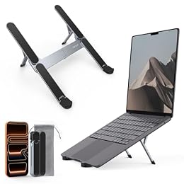 SODI [Ultra Compact] Foldable & Portable Laptop Stand for Desk, Lightweight Tablet Stand for Business Travel, Library, Cafe, 6 Level Height Ergonomic Aluminum Computer Holder for 10-16" Laptops