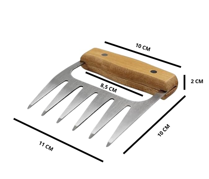 Artigli per Carne in Acciaio Inox, Set 2 Pezzi – 6 Denti Resistenti – Ideali per Pulled Pork, Barbecue e Girarrosto – Accessorio BBQ Robusto e Facile da Usare