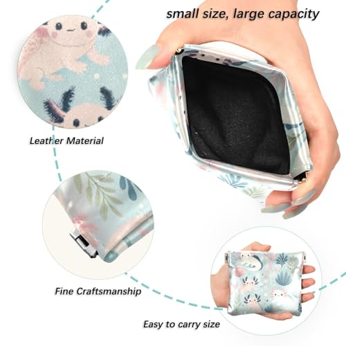 Cute Axolotls Coin Purse Leather Pouch Change Purse, Squeeze Coin Pouch for Cards, Keys & Lipsticks, Unisex2