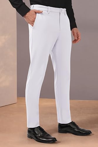 Image of SaintX Men's Premium 4-Way Comfort Stretch Formal Trousers | Smart Sweat Wicking Wrinkle Free Fabric | Smarter Techno Flex Expandable Waistband | Stylish Slim Fit | Daily Office Wear