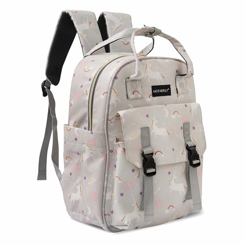 Image of Motherly Printed Diaper Bag for Mothers for Travel, Maternity Bag for Newborn Baby, Mothers Travelling Bag, Multiple Pocket Water Resistant Baby Bag, Hospital Bag for moms (Unicorn Gray)