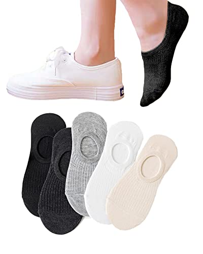 Image of No Show Socks Womens,Can Be Put In The Dryer,Ankle Invisible Low Cut Solid Color Wearable Socks(Plain Assorted(5 Pairs))
