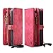 Zttopo Wallet Case, 2 in 1 Leather Zipper Detachable Magnetic 11 Card Slots Card Slots Money Pocket Clutch Cover with Free Screen Protector for 6.1 Inch Case -Red
