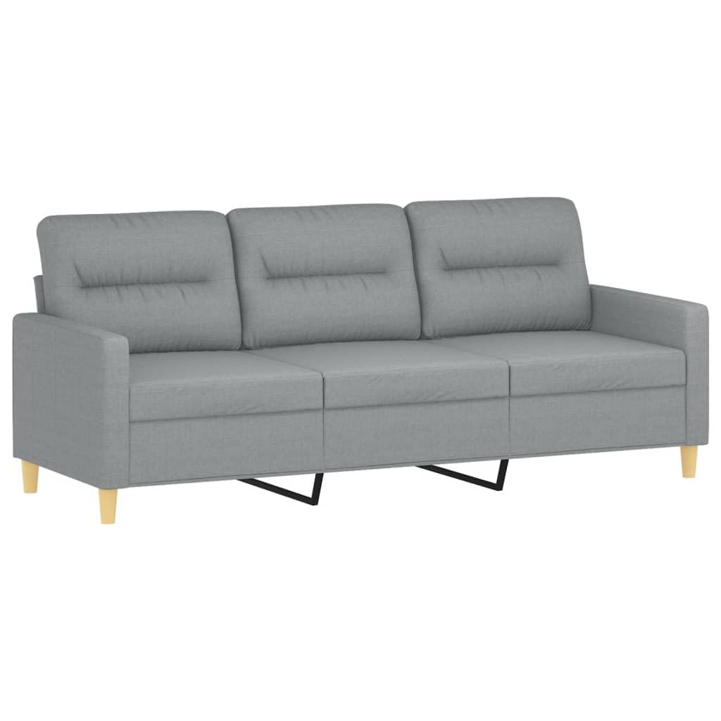 GuyAna Sofá de 3 plazas con Taburete de Tela Gris Claro 180 cm Sofa Chaise Longue Barato Sofa Tres Plazas