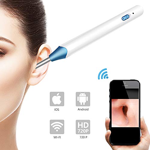 【Upgraded】5.5mm Wireless Otoscope Wi-Fi Ear Endoscope Earwax Removal Curette HD Waterproof Digital Ear