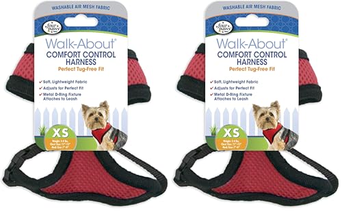 Image of Four Paws Comfort Control Dog Harness Red Extra Small (Pack of 2)