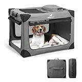 BOWHAUS 30 Inch Portable Travel Dog Kennel for Small Dogs with Durable Mesh Windows and 2 Storage Pockets, Indoor & Outdoor for Car, Soft-Sided Collapsible Dog Crate with 4 Breathable Mesh Door