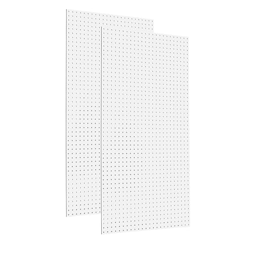 Triton Products High Density Fiberboards - Set of 2 Pegboard Wall Panels for Garage Storage and Organization, 24" x 48" (White)