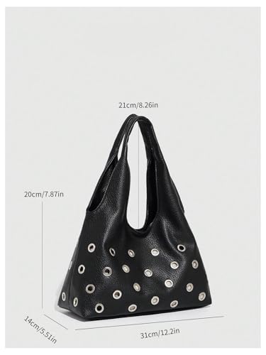 QWINEE Women's Grommet Eyelet Leather Underarm Bags Y2K Magnet Shoulder Bags Purse4