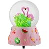Elanze Designs Wind Up Musical 80MM Sturdy Polyresin Glitter Water Snow Globe Magical Whimsical Tabletop Dresser Nightstand Figurine Decoration (Pink Summer Flamingo)