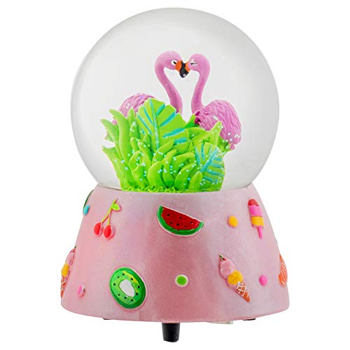 Musical 80Mm Snow Globe (Pink Summer Flamingo) #TOP5