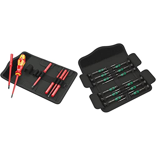 Wera - 5003470001 Kk Vde 60I/7 Insulated Interchangeable Blade Pouch Set (Slot/Ph), 7 Piece & Kraftform Micro-Set/12 Sb 1 Screwdriver Set #TOP13
