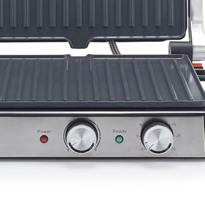 Petra PT6234VDE Kontaktgrill – Elektrogrill, bis zu 180° für das Kochen mit zwei Oberflächen geöffnet, PFAS-freie Keramikbeschichtung, einstellbare Temperatur und Timer, 29 x 23cm platten, 2000 W – Bild 6