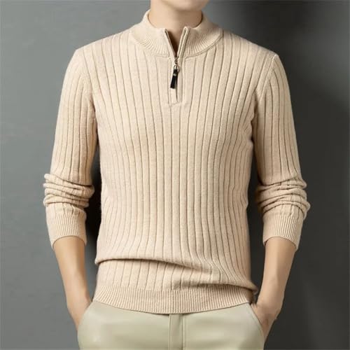 REHJJDFD Men Knitted Sweater Men's Half Zipper Pullover Thick Turtleneck Sweater Man Knit Pullovers Jumper Casual Sweater2