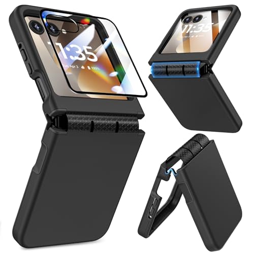 for Motorola Razr 2026/2025/2024 Case, for Moto Razr 2026/2025/2024 Phone Case [Screen Protector][Hinge Protection] – Dual-Layer Slim Anti-Scratch Shockproof Bumper Cover - Black